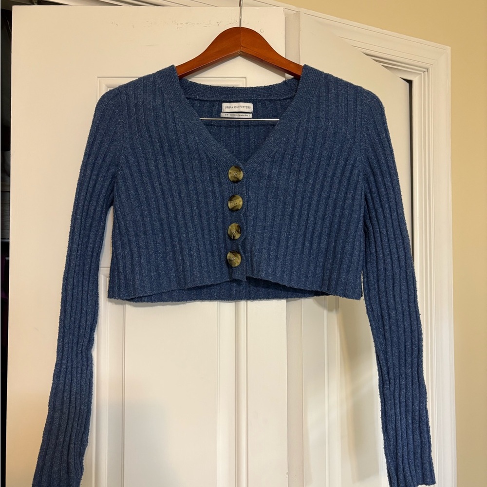 Urban Outfitters Cropped Blue Knit Sweater